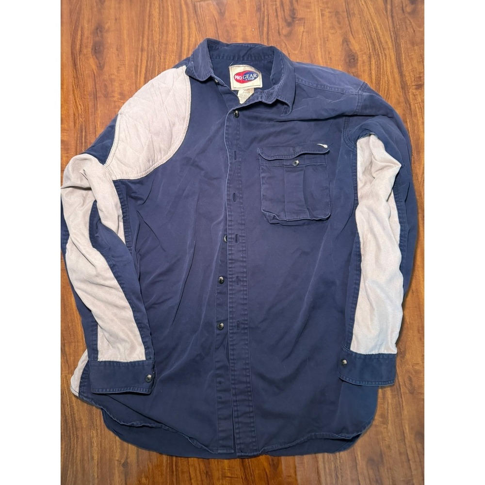 Wrangler Pro Gear Shooting Shirt Mens XL Dark Blue Padded Shoulder Button Range